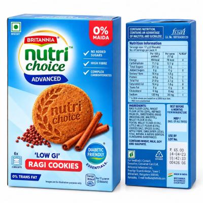 BRITANNIA NUTRI CHOICE ADVANCED RAGI COOKIES - 150g